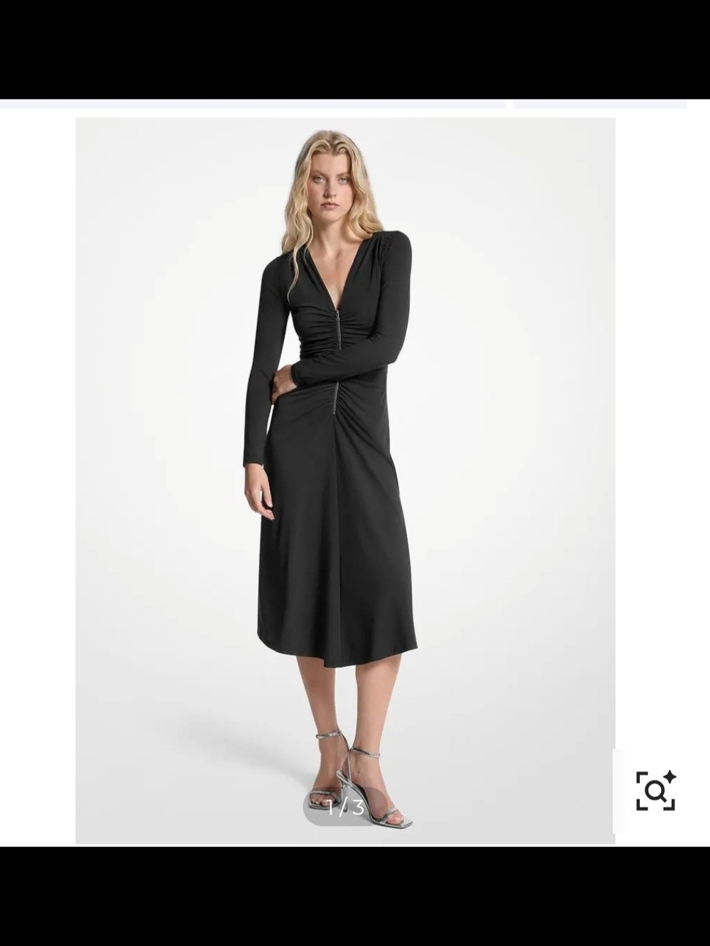 Michael Kors Black Long-Sleeve Midi Dress